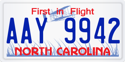 NC license plate AAY9942