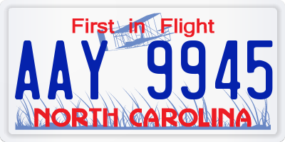 NC license plate AAY9945