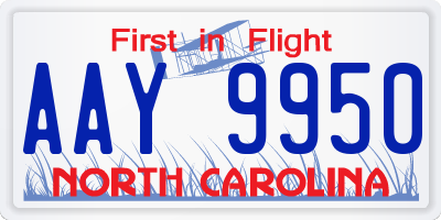 NC license plate AAY9950