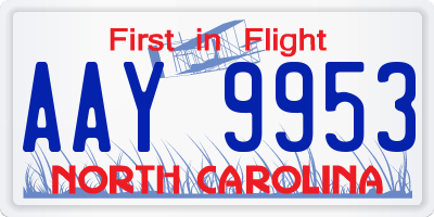 NC license plate AAY9953