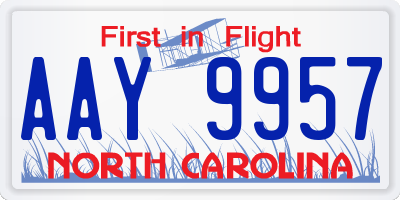 NC license plate AAY9957