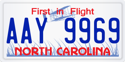NC license plate AAY9969