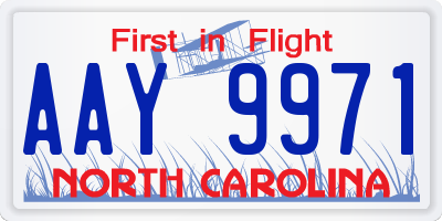 NC license plate AAY9971