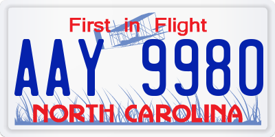 NC license plate AAY9980