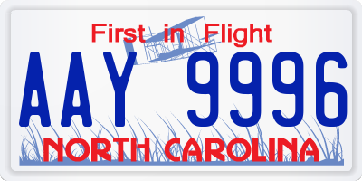 NC license plate AAY9996