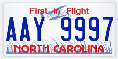 NC license plate AAY9997