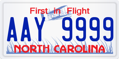 NC license plate AAY9999