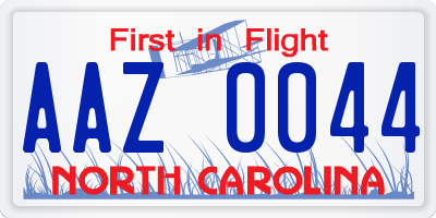 NC license plate AAZ0044