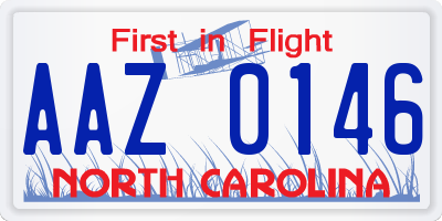 NC license plate AAZ0146