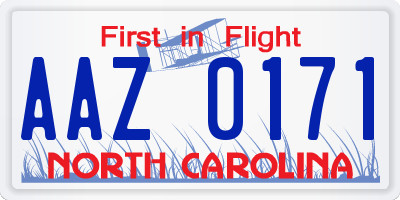 NC license plate AAZ0171