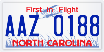 NC license plate AAZ0188