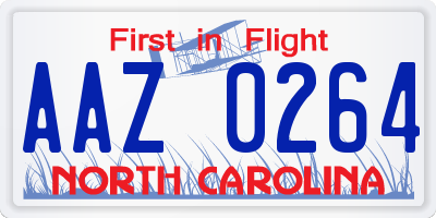NC license plate AAZ0264