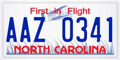 NC license plate AAZ0341