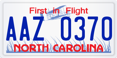 NC license plate AAZ0370