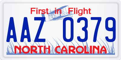NC license plate AAZ0379