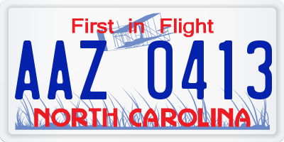 NC license plate AAZ0413
