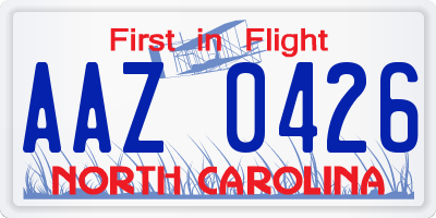 NC license plate AAZ0426