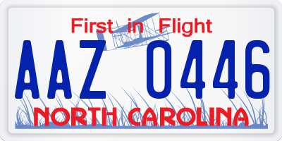 NC license plate AAZ0446