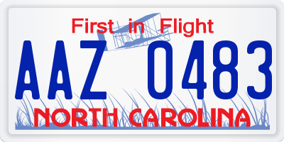 NC license plate AAZ0483