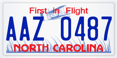 NC license plate AAZ0487