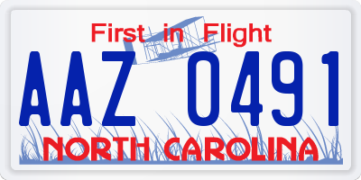 NC license plate AAZ0491