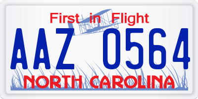 NC license plate AAZ0564