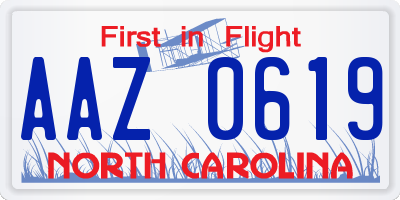 NC license plate AAZ0619