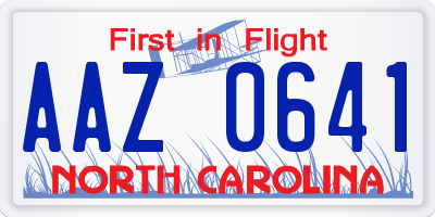 NC license plate AAZ0641
