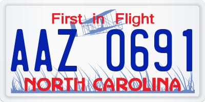 NC license plate AAZ0691