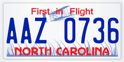 NC license plate AAZ0736
