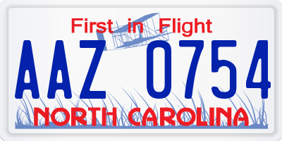 NC license plate AAZ0754