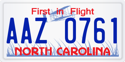 NC license plate AAZ0761