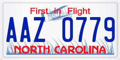 NC license plate AAZ0779