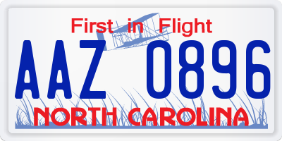 NC license plate AAZ0896