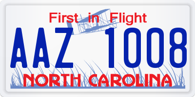 NC license plate AAZ1008