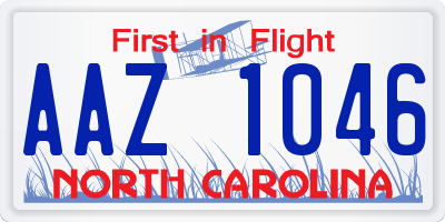 NC license plate AAZ1046