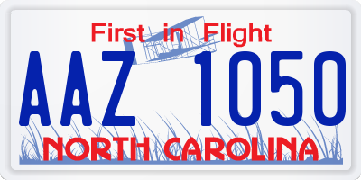 NC license plate AAZ1050