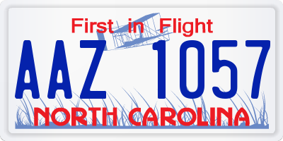 NC license plate AAZ1057