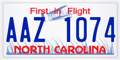 NC license plate AAZ1074