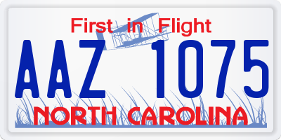 NC license plate AAZ1075