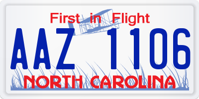NC license plate AAZ1106