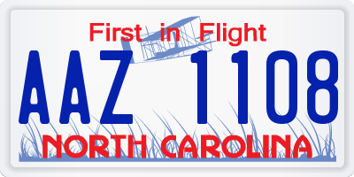 NC license plate AAZ1108