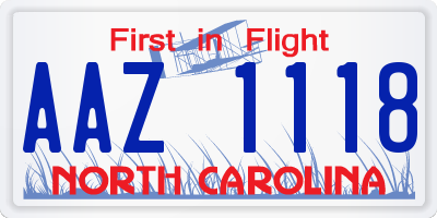 NC license plate AAZ1118