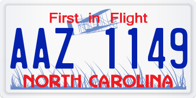 NC license plate AAZ1149