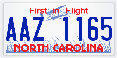 NC license plate AAZ1165