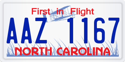 NC license plate AAZ1167