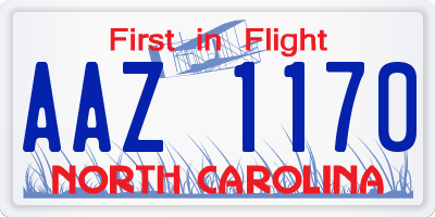 NC license plate AAZ1170