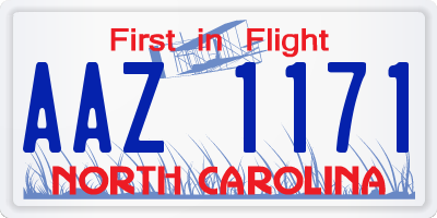 NC license plate AAZ1171