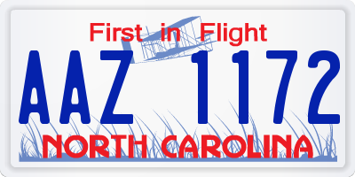 NC license plate AAZ1172