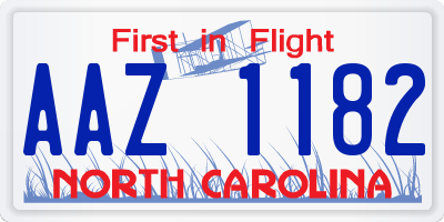 NC license plate AAZ1182